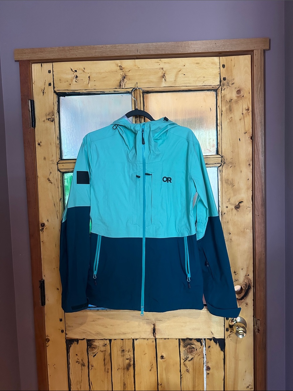 Outdoor Research Two-Tone Teal and Dark Teal Hooded Jacket Skytour